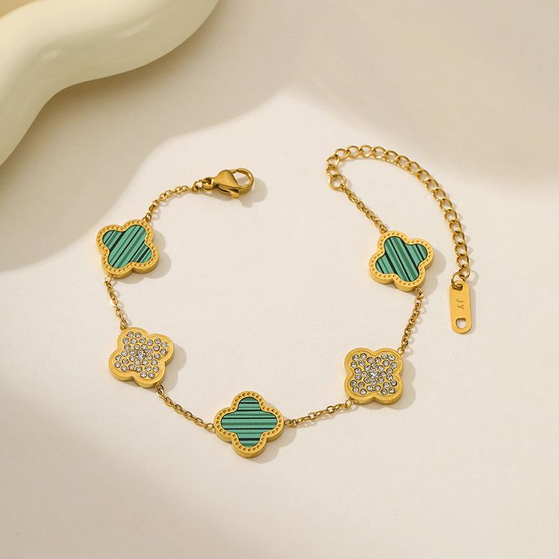 Fashion 18K Four-leaf Clover Bracelet Titanium Steel Light Luxury Senior Sense of Simplicity Fashion Versatile Bracelet