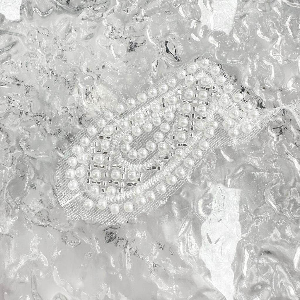 White Mesh Yarn Bead-To-Flower Cloth Sticker Clothing Neckline Decoration Luggage Shirt Top Accessories Cloth Sticker Accessories