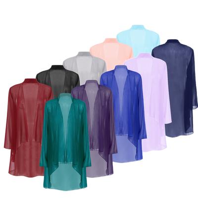 Wraps Elegantes de Noiva Femininos Cardigan de Chiffon Manga Longa Frente Aberta Bolero Xales Shrug Agasalhos Top para Vestido de Festa