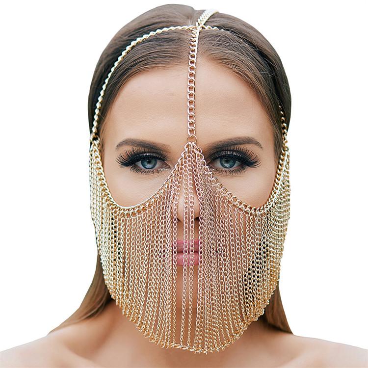 Punk Party Mask Alloy Chain Headwear for Nightclub Dance Party Hair Accessories Head Chain