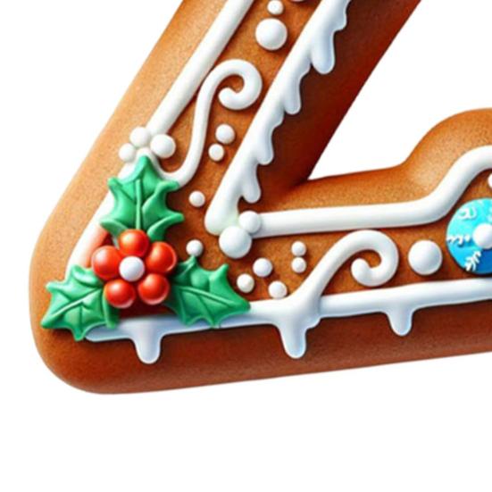 1/26Pcs Gingerbread Alphabet Ornaments 26 Initial Letter Candy Cane Pendant with Berries Pattern Mini Monogram