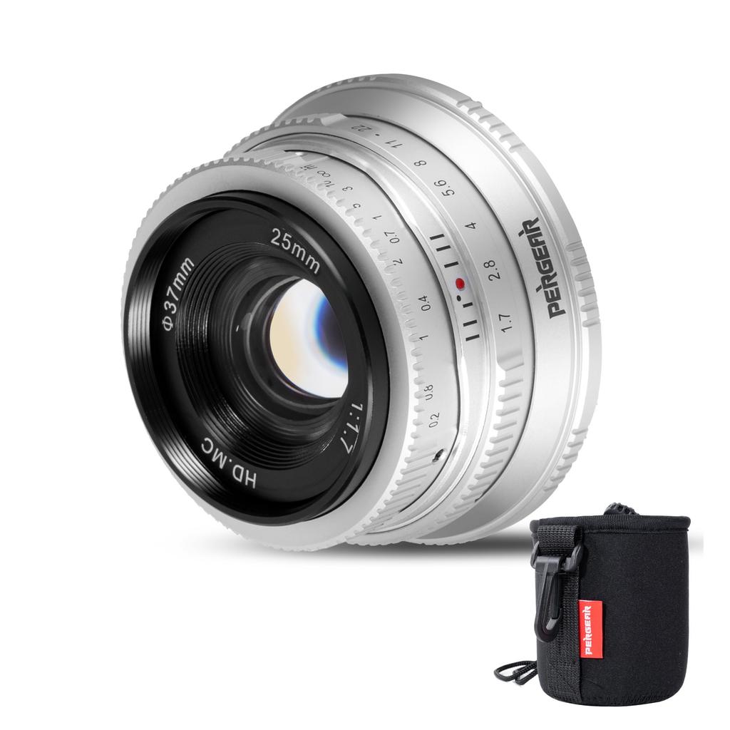 Pergear 25mm Large Aperture Manual Camera Compact and Ideal for Everyday Street and Landscapes F1.7 APS-C Lens, Lightweight, Photography, Portraits,