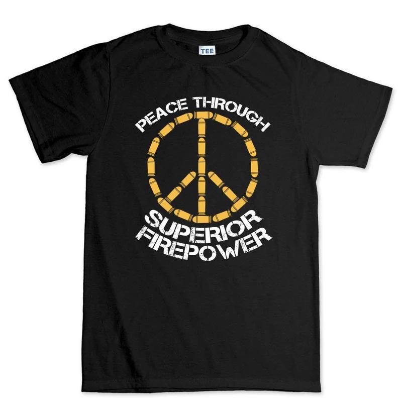 Bullet Peace Symbol Black Cotton TShirt Streetwear Casual Unisexs Fitness Muscle Fit Hipster S