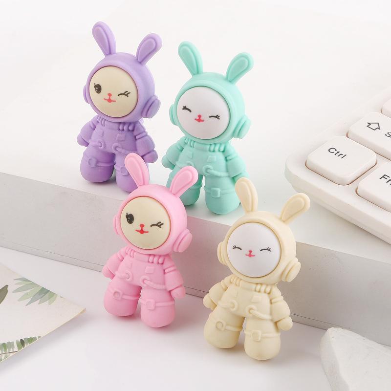 

4 шт., резиновый ластик с милым космическим кроликом для детей, новинка, канцелярские принадлежности, офисные школьные принадлежности