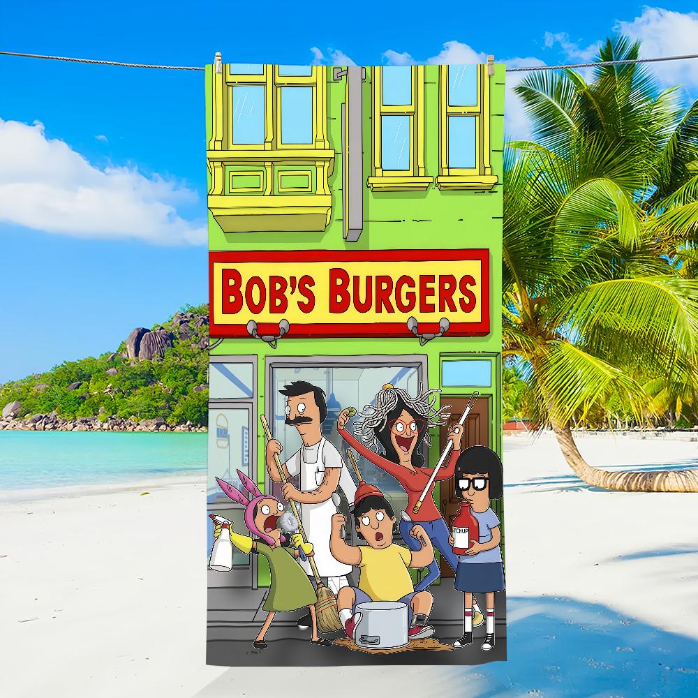 Cartoon B-BobsS B-BurgersS Towel Textile Bathrobe Beach Quick-Drying Lightweight Portable Camping Swim Pool Travel