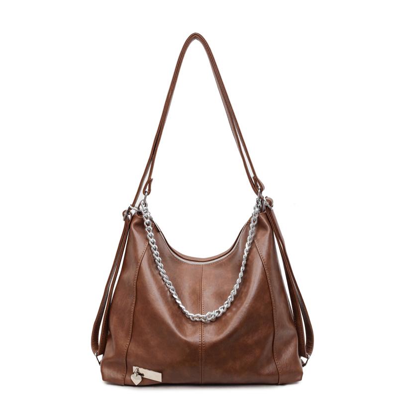 Fashionable Chain Decor Tote Bag Leather Crossbody Bag Multi-functional Backpack Suitable Travel for Daily Shopping Weekend Travel and Other Scenes