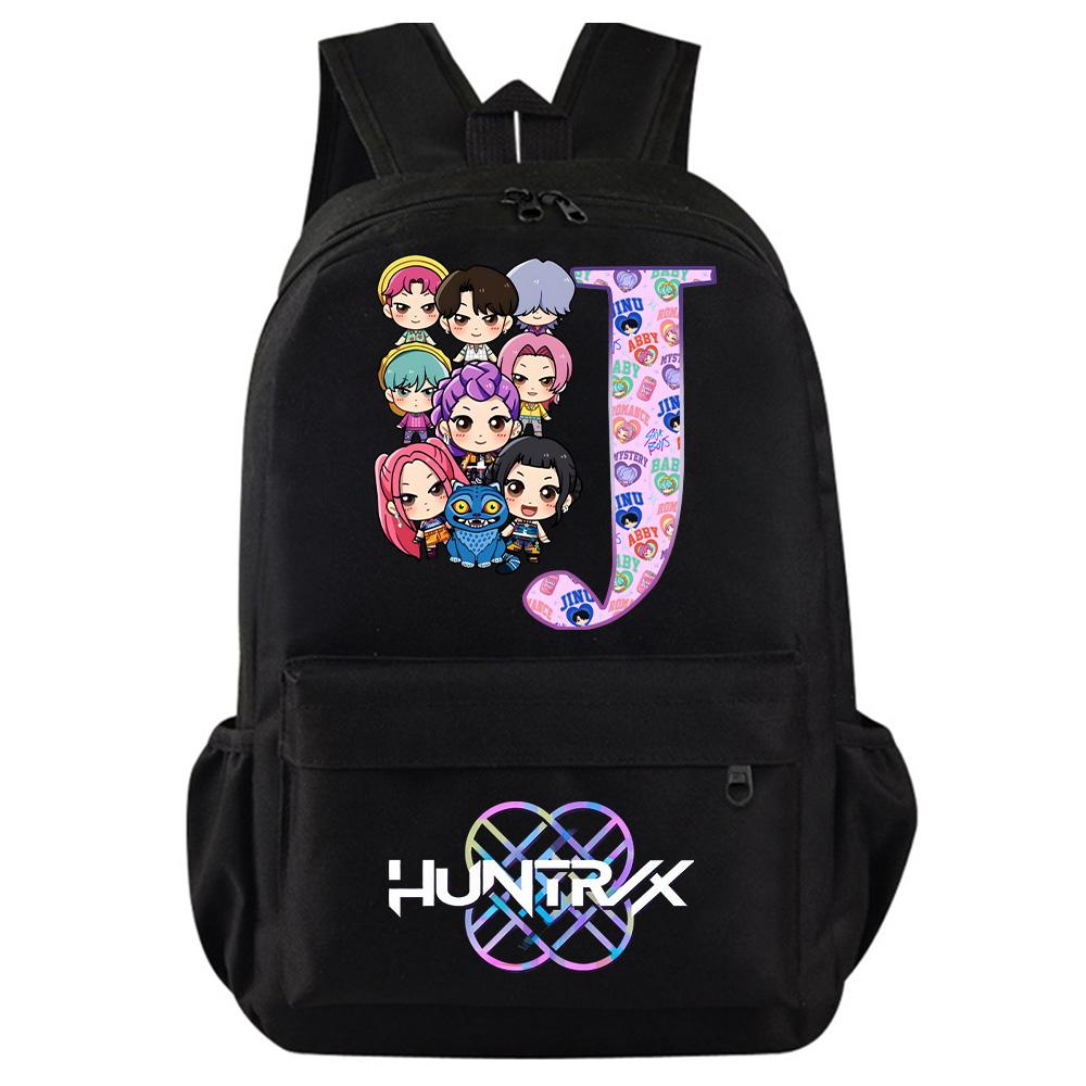 26 English Letter Kpop Demon Hunters Printed Backpack for Teenager Student Girl Boy Bookbag Schoolbag Women Large Capacity Travel Bag Kid Gift Rucksak