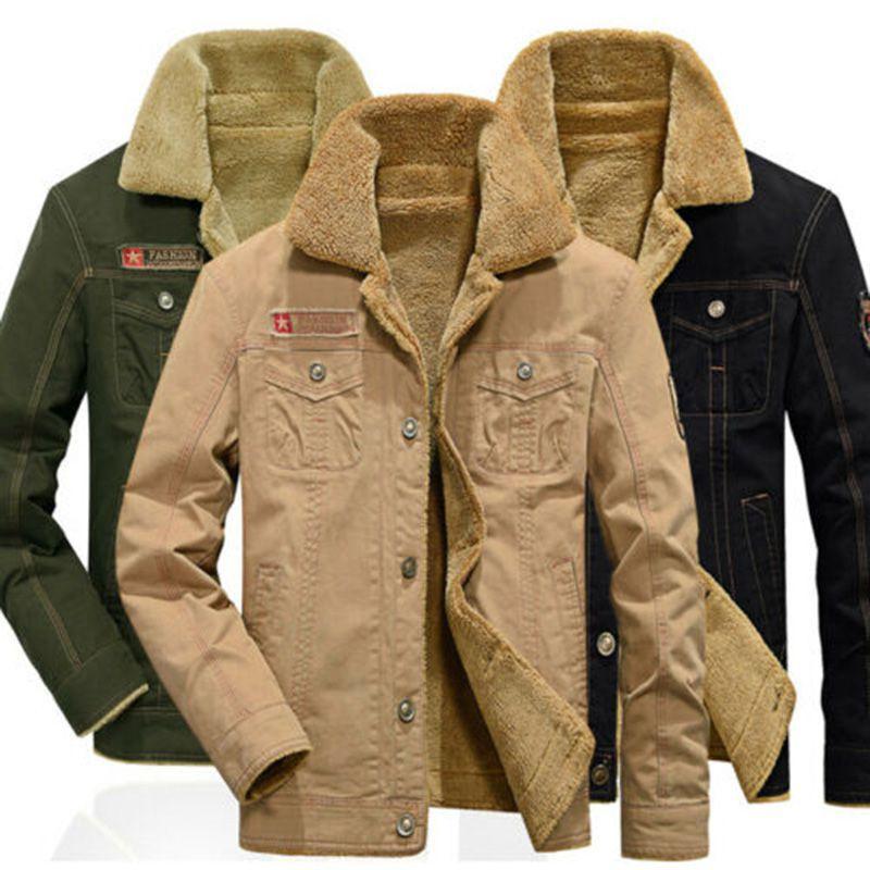 Winter Bomber Jacket Men Pilot Warm Male Fur Collar Army Tactical Jacket Coat