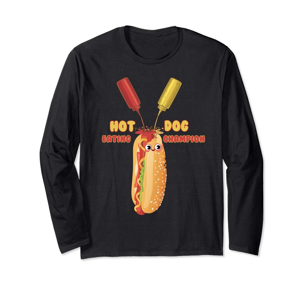 Funny Hot Dog Lover Hot Dog Eating Champion Long Sleeve T-Shirt