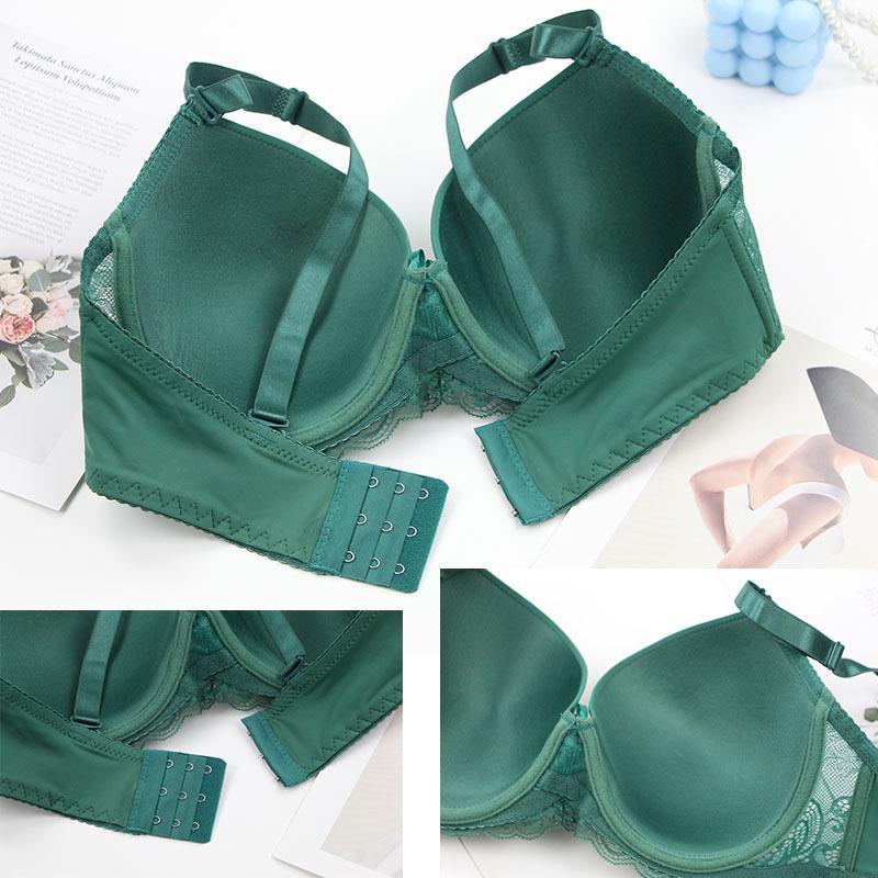 Push-up Bra Set with Breathable Nude-feeling Lace and Seamless Bra for Large Breasts