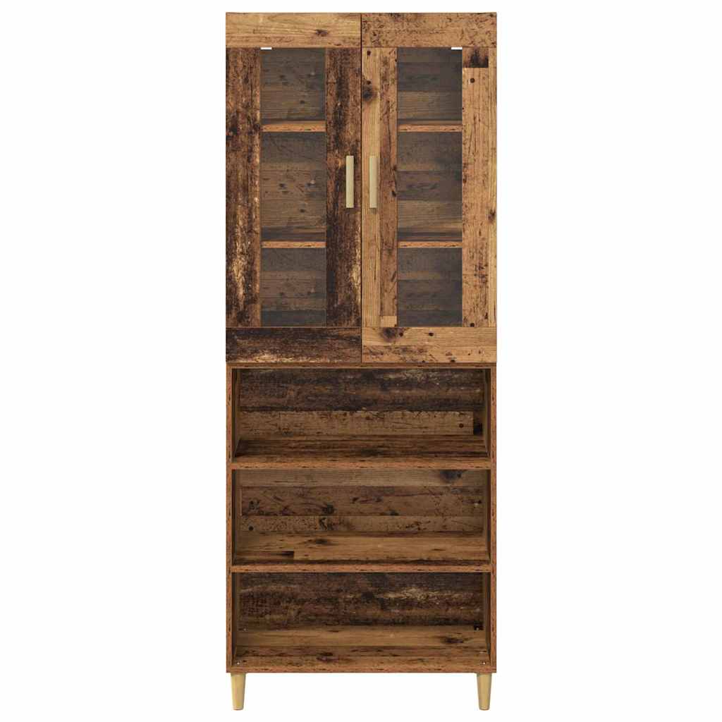 Highboard Reclaimed Wood 69.5 x 34 x 180 cm Engineered Wood and Glass