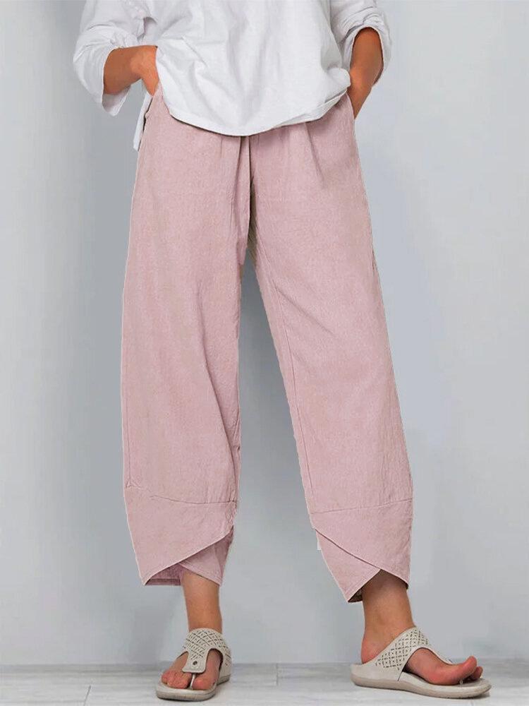 Elastic Waist Cotton Linen Loose Casual Pants for Women - Spring/Summer Collection