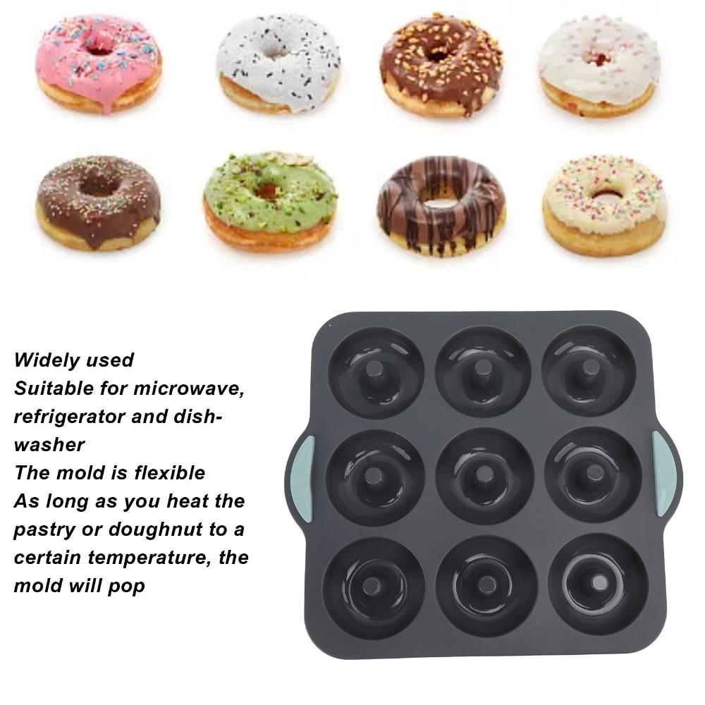 9-Cavity Design Donut Baking Mold Non-Stick Surface Baking Tray Silicone Donut Pan  Oven Baking