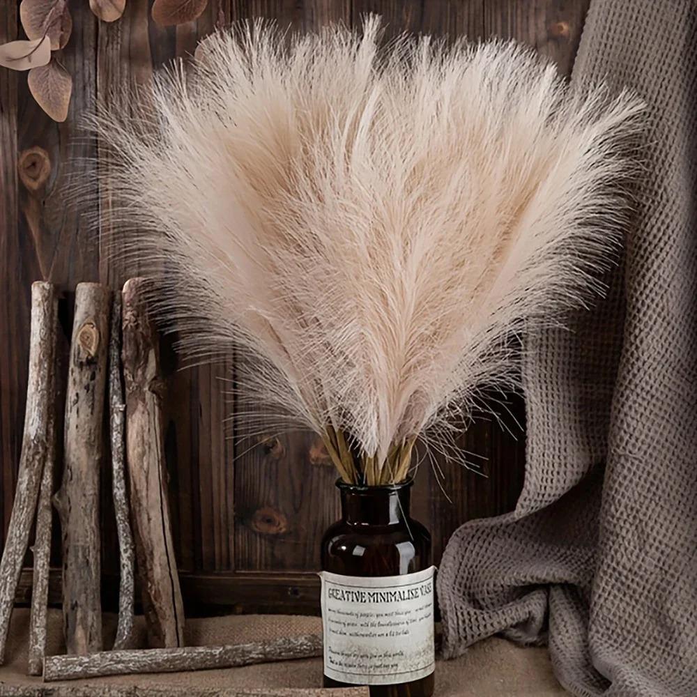 GeeParty 10Pcs Fluffy Pampas Grass Fake Reed Simulated Artificial Flower Boquet for Birthday Party Decoration