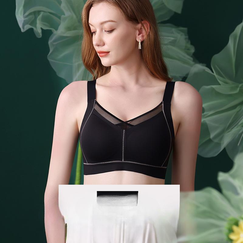 

Women s Non Mark Fixed Full Cup Large Breasts Show Small Breasts Gathered Breast No Underwire Bra M чорний