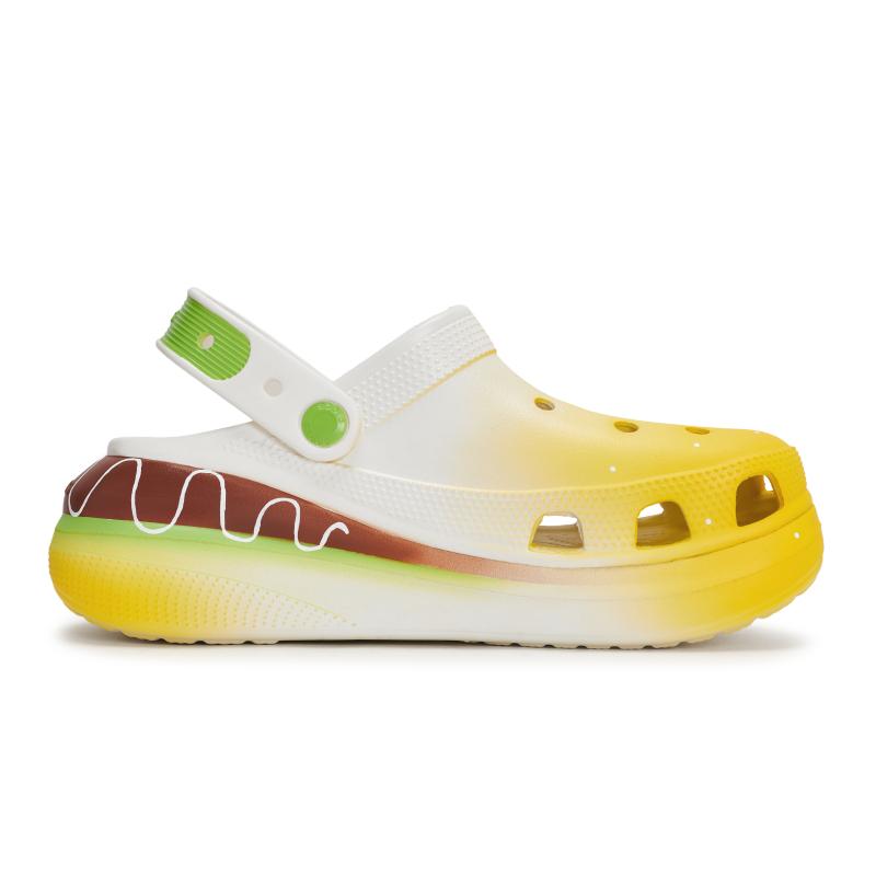 Crocs Crush Clog 811 Delicious Crab Burger Special Shoe Box Hamburger Dopamine Hole Shoes Unisex White Brown Yellow and Green