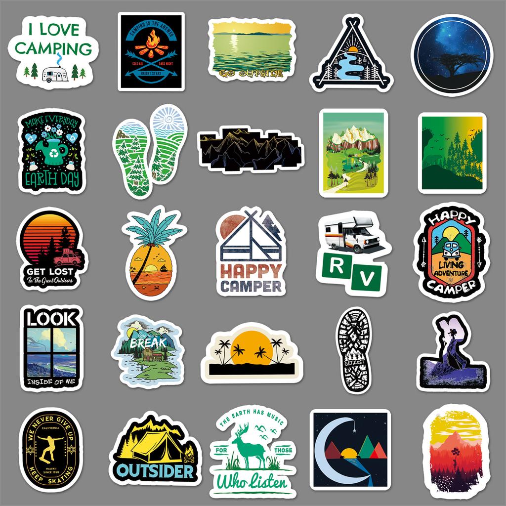 50 Photos of Travel Outdoor Graffiti Personalized Suitcase Bicycle Scooter Car Waterproof Self-adhesive Stickers