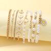 5pcs Set Charm Daisy Flower Pearl Heart Bracelet for Women Personality Trendy Multilayer Gold Color Zircon Jewelry Set Gift