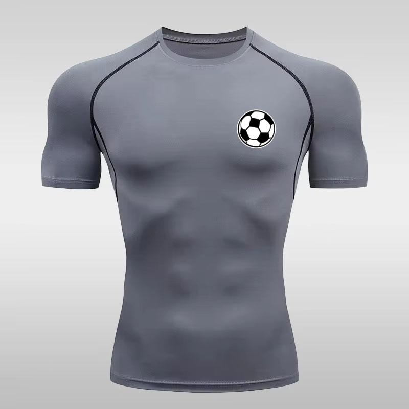Men s Football Print Compression Shirt, Quick Dry Breathable Fitness Short Sleeve, High Elastic Running Training Top JW117 S