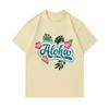 Men's 100% Cotton Crew Neck Short Sleeve T-Shirt, Casual Aloha Hibiscus Monstera Floral Print Summer Loose Tee for Daily Tropical Hawaiian Style Wear
