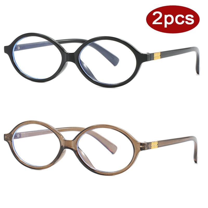 2pcs Trendy Small Oval Multi Color Glasses Frames Women Anti Blue Light Glasses Frame Computer Optical Lenses Eyeglasses