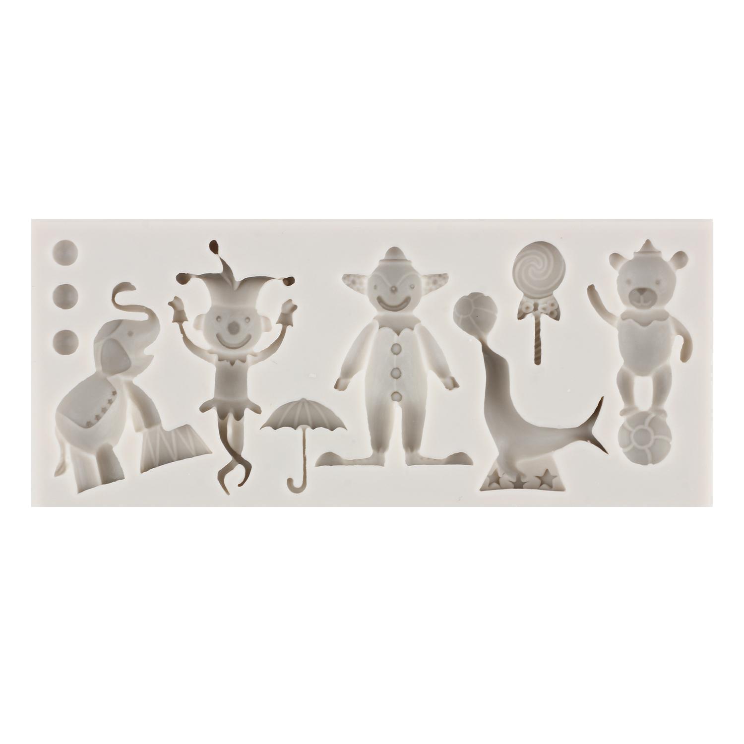 

Цирковые формы для помадки клоун слон силиконовые формы инструменты для украшения торта топпер для кексов конфетная глина формы для шоколадной мастики чёрный