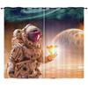 Curtains Starry Sky Astronaut Digital Printed Curtains Blackout Punched Bedroom