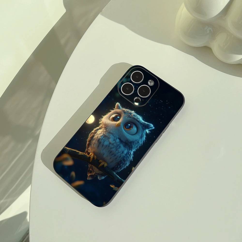 

Cute owl pattern Phone Case For iPhone 17,16,15,14,13,12,11 Pro Max,16Plus,XS Soft Black Cover iPhoneXSMAX