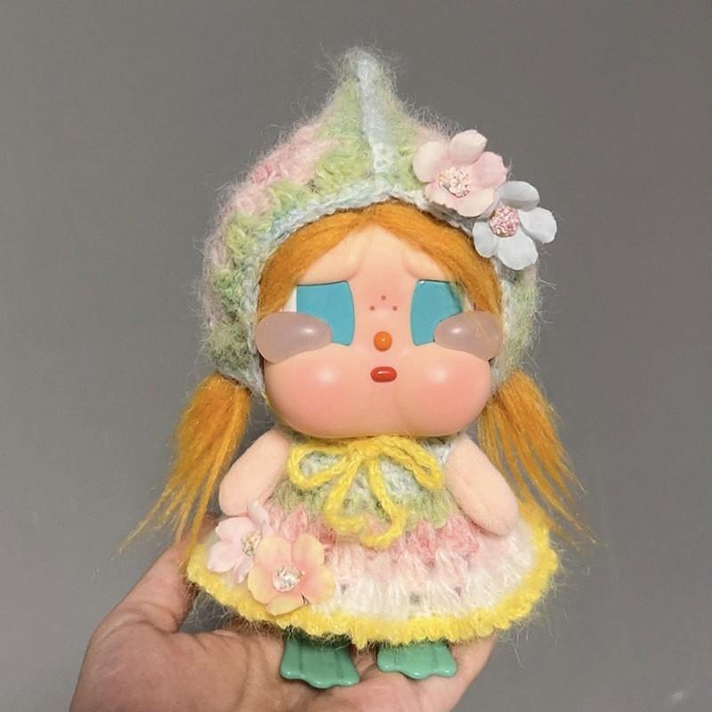 15cm Doll Clothes Set Knitted Vacation Dress With Headpiece Crybaby Style Dolls