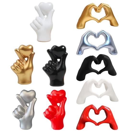 Valentinstag Herz Handornament Herzform Geste Harzstatue Skulptur Heim Büro Hochzeitsparty Romantische Dekoration