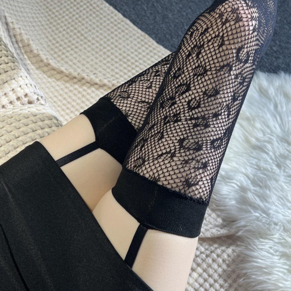 Internet Celebrity Tide Socks Leopard Print Stockings Fishing Net Knee Socks Pure Lust Sexy Black Silk Net Stockings Fishing Net Garter Socks