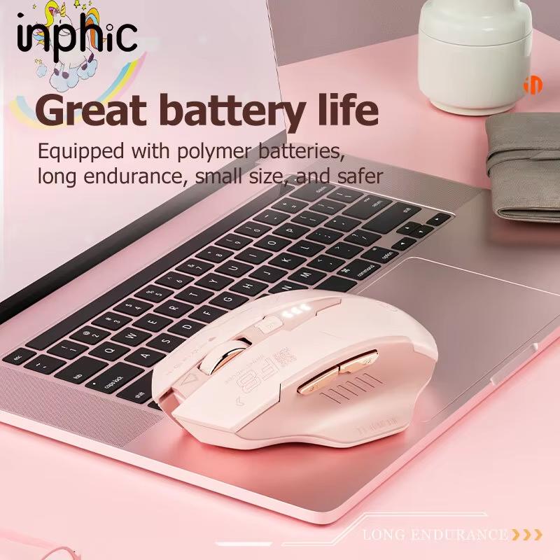 Inphic F8 2.4GHz Bezdrôtová myš Nabíjateľná Tiché kliknutia 2400dpi Optická myš pre notebook PC Rýchle nabíjanie cez USB-C