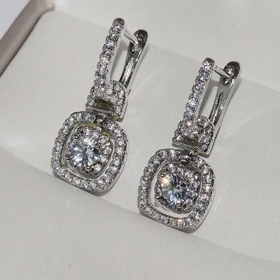 High Quality White Zircon Earrings Cubic Square Cube Candy Zircon Square Earrings Brincos Valentine 'S Day Present