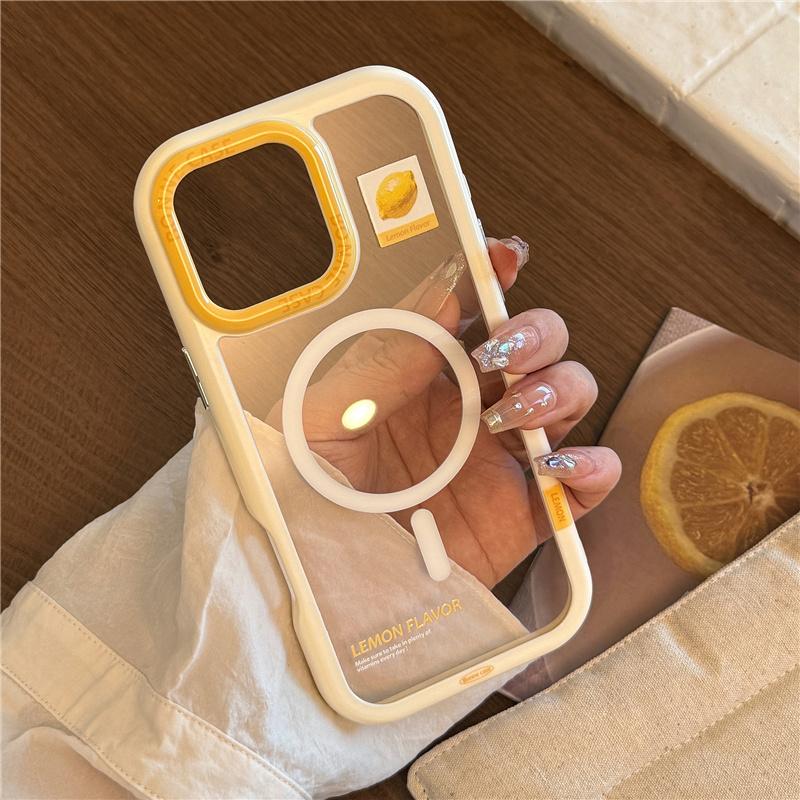 Sommer Niedlich Zitrone Magnetischer Ständer Halter Handyhülle für iPhone 16 Pro 15 13 14 12 Pro Max Stoßfest Niedliche Hüllen für Magsafe Capa