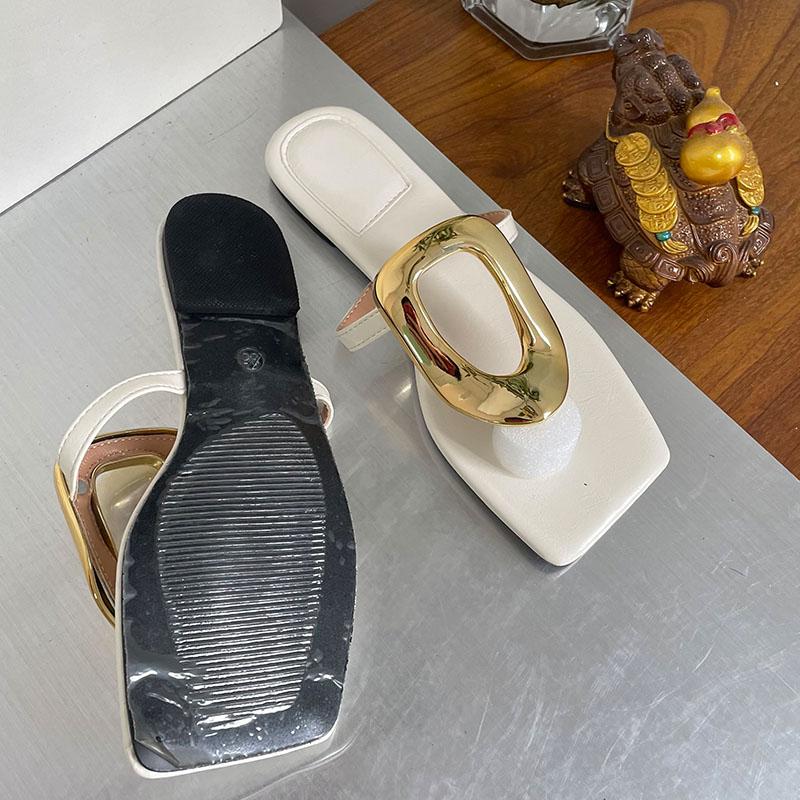 Mode Damen Pantoletten Mode Metall Damen Ballerinas Hausschuhe Sandalen Schuhe Sommer Strand Flip Flops Luxus Damen Hausschuhe Schuhe Große Größe