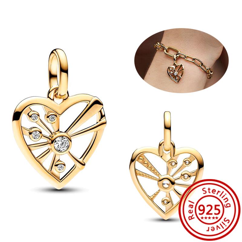 

925 Sterling copper ME Snake Zircon Heart Rays Moon Teeth Clover Mini Pendant Beads Fit Original Pendants Bracelet DIY Zircon 3mm-4mm