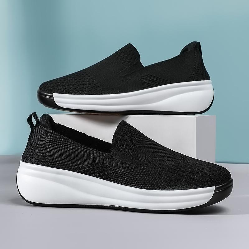 2025 Breathable Loafers Women Spring Summer Slip On Knitted Sports Shoes Woman Anti Slip Soft Sole Walking Shoes Lady