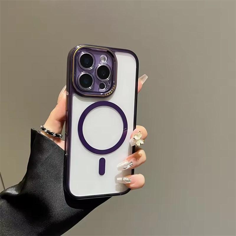 Transparente Hülle mit Acrylbeschichtung für Magsafe für iPhone 16 15 14 13 Pro Max Plus magnetische Abdeckung für kabelloses Laden Objektivschutz