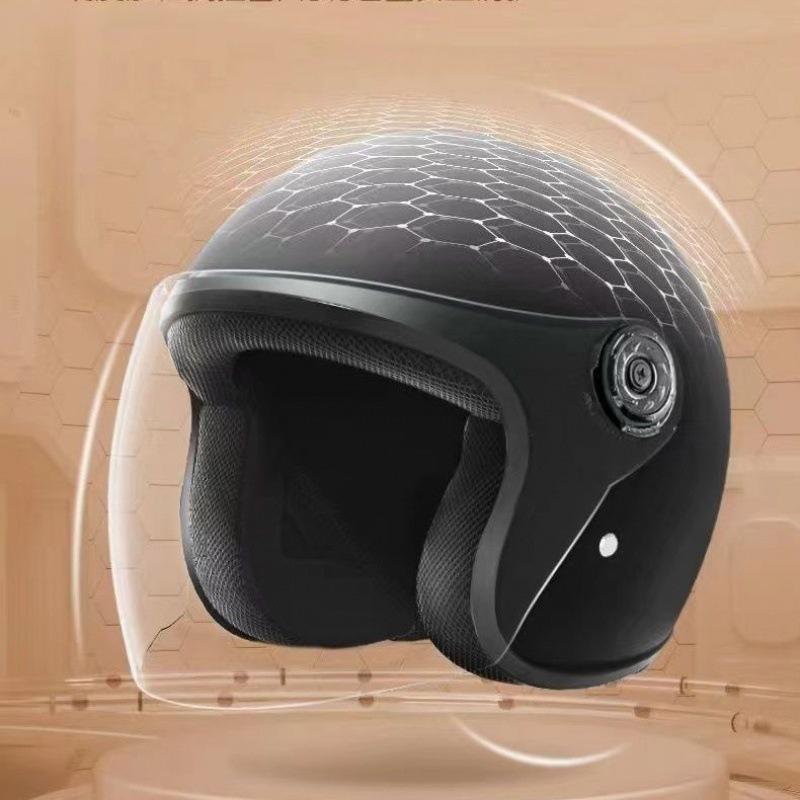Unisex Winter Double Visor Electric Vehicle Half Helmet - All-Season Motorcycle Safety