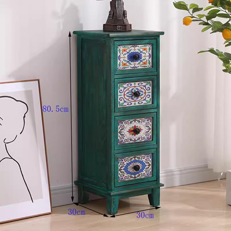 American Solid Wood Narrow Five-Drawer Sideboard and Bedside Cabinet