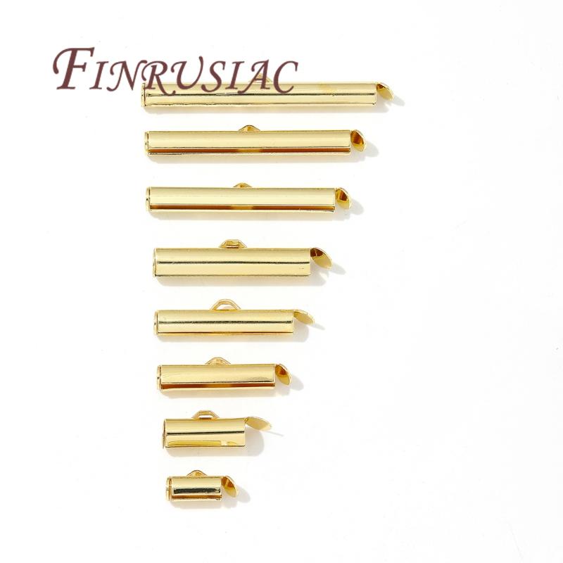18K Gold Plated Crimp End Caps Slider Clasps Tube Slider End Caps Connectors For DIY Bracelets Accessories,Ball Chain Clasps