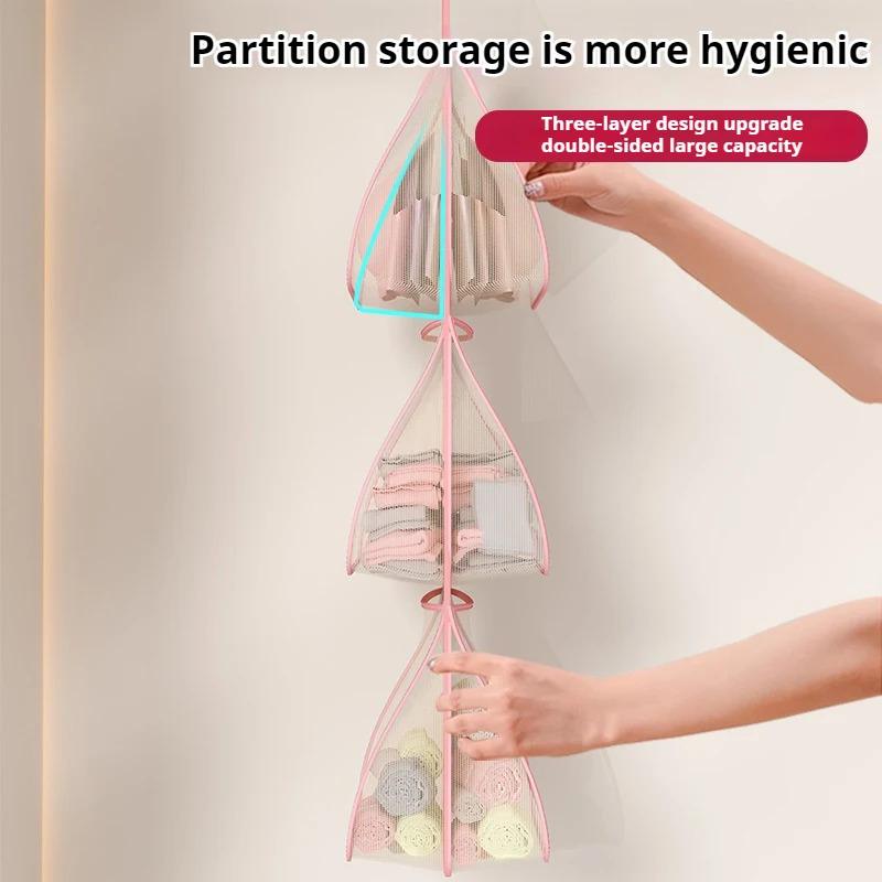 Household Socks Storage Net, Hanging Underwear Storage Bag, Wardrobe Hanging Hook Net Bag, Portable Clothing Organizer Bag