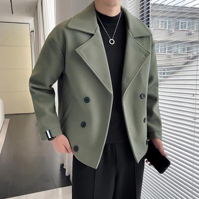 Men's Woolen Jacket Spring and Autumn New Casual Korean Style Short Lapel Windbreaker Handsome Woolen Jacket for Men