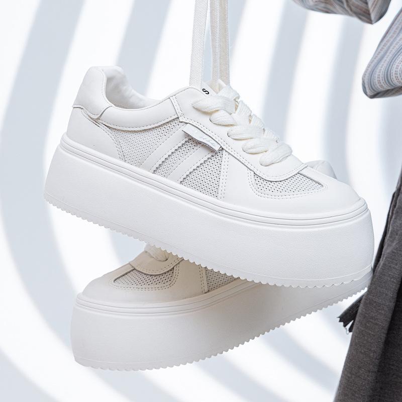 Summer mesh white shoes women's thin breathable mesh shoes 2025 new casual shoes women's thick-soled lightweight board shoes women