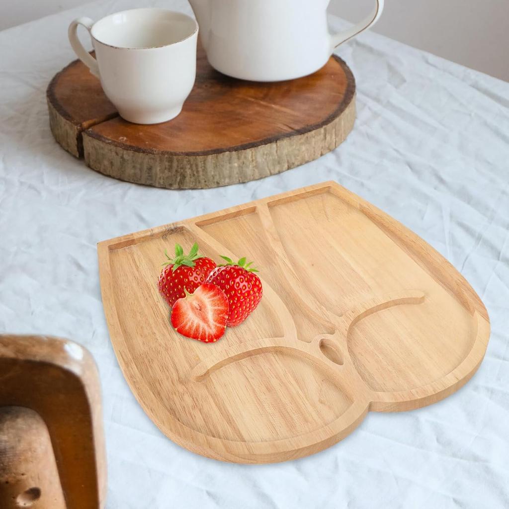 Decorative Tray Wood Charcuterie Board Funny Serving Platter Butts Shape Wood Tray Fruit Cheese Serving Board Food Platter for Home Kitchen Wooden
