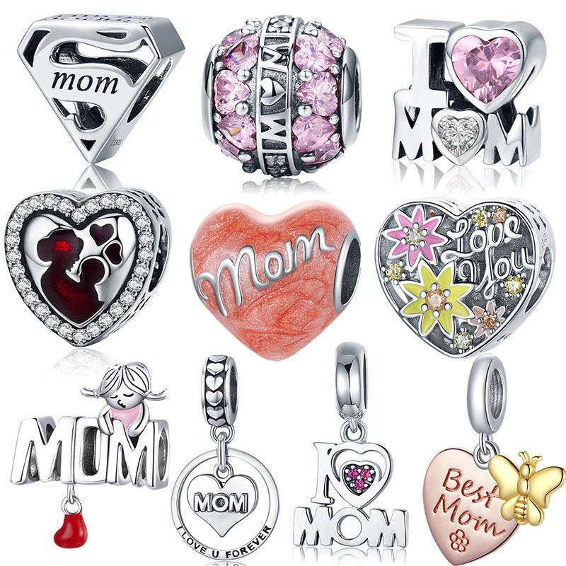 Warm Mother'S Day S925 Silver Beads Collection Picture, Mother'S Love English Lettering Diy Bracelet Beads