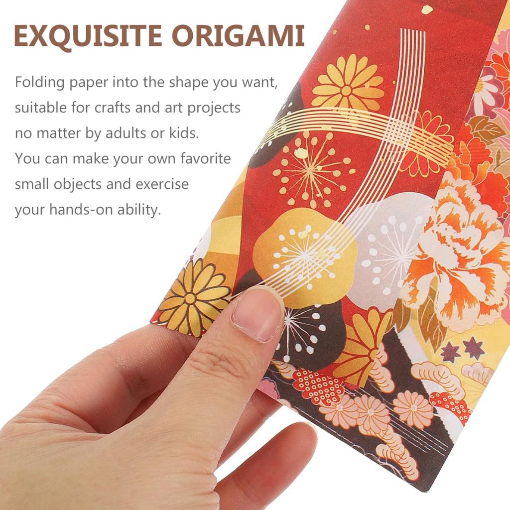 OSALADI Printed Square Origami Japanese Style and Interior 50-Pack Double-Sided Paper, Design, Beginner-Friendly Origami, Craft, Stationery,