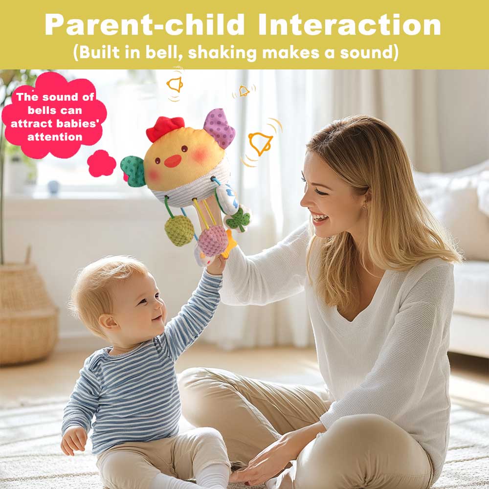 Silicone Chick Pull String Baby Teething Toy, Enhances Color Recognition, Hand-Eye Coordination, and Motor Skill, Birthday Gift