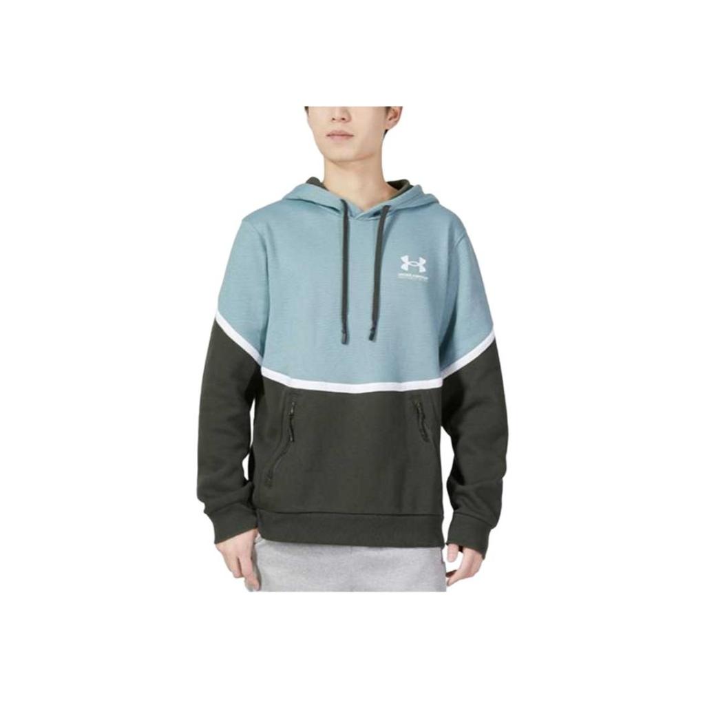 Under Armour Rival Amp Color Block Fleece Hooded Training Sweatshirt Men Sweatshirt Blue 1357090-424