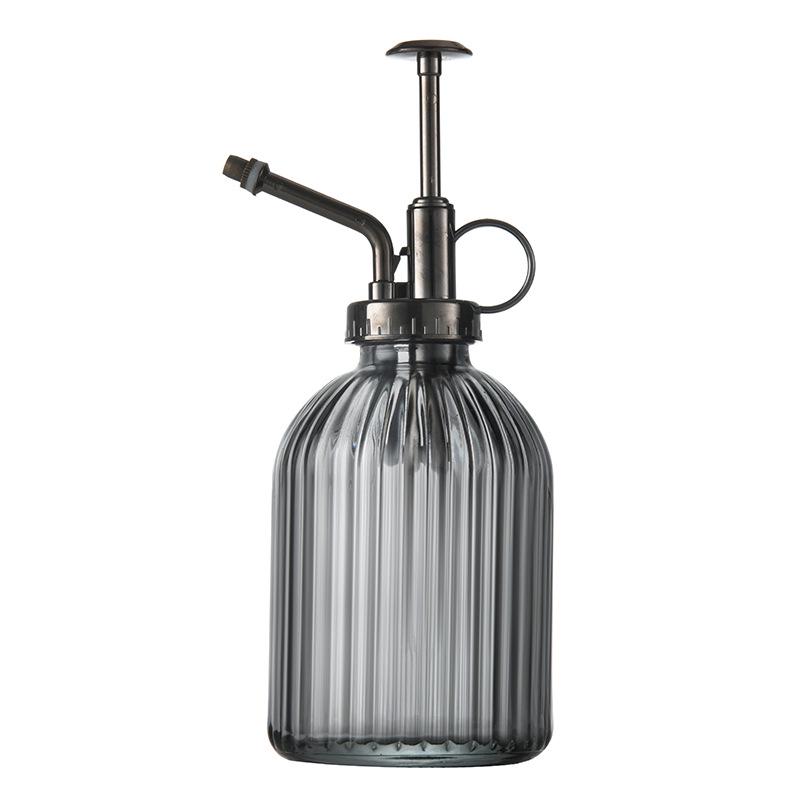 Creative Hand-Press Glass Watering Spray Bottle with Vertical Stripe Design